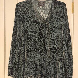 Johnny Was Jade Cut Velvet Blouse Medium